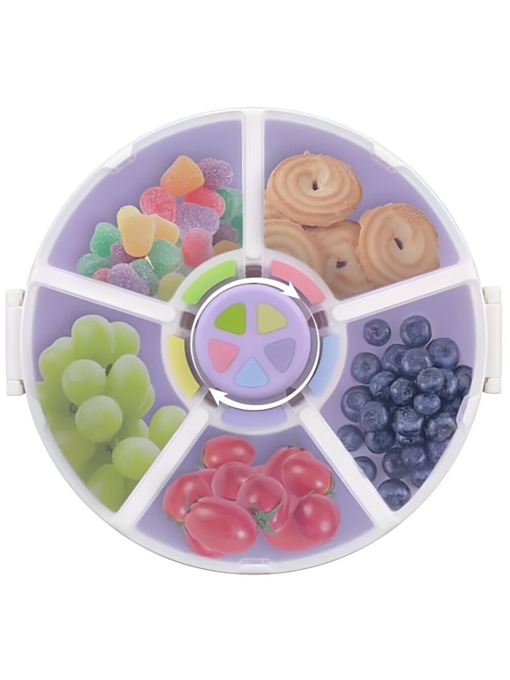 Kids Reusable Rotating Snack Container with 5 Separate Compartments